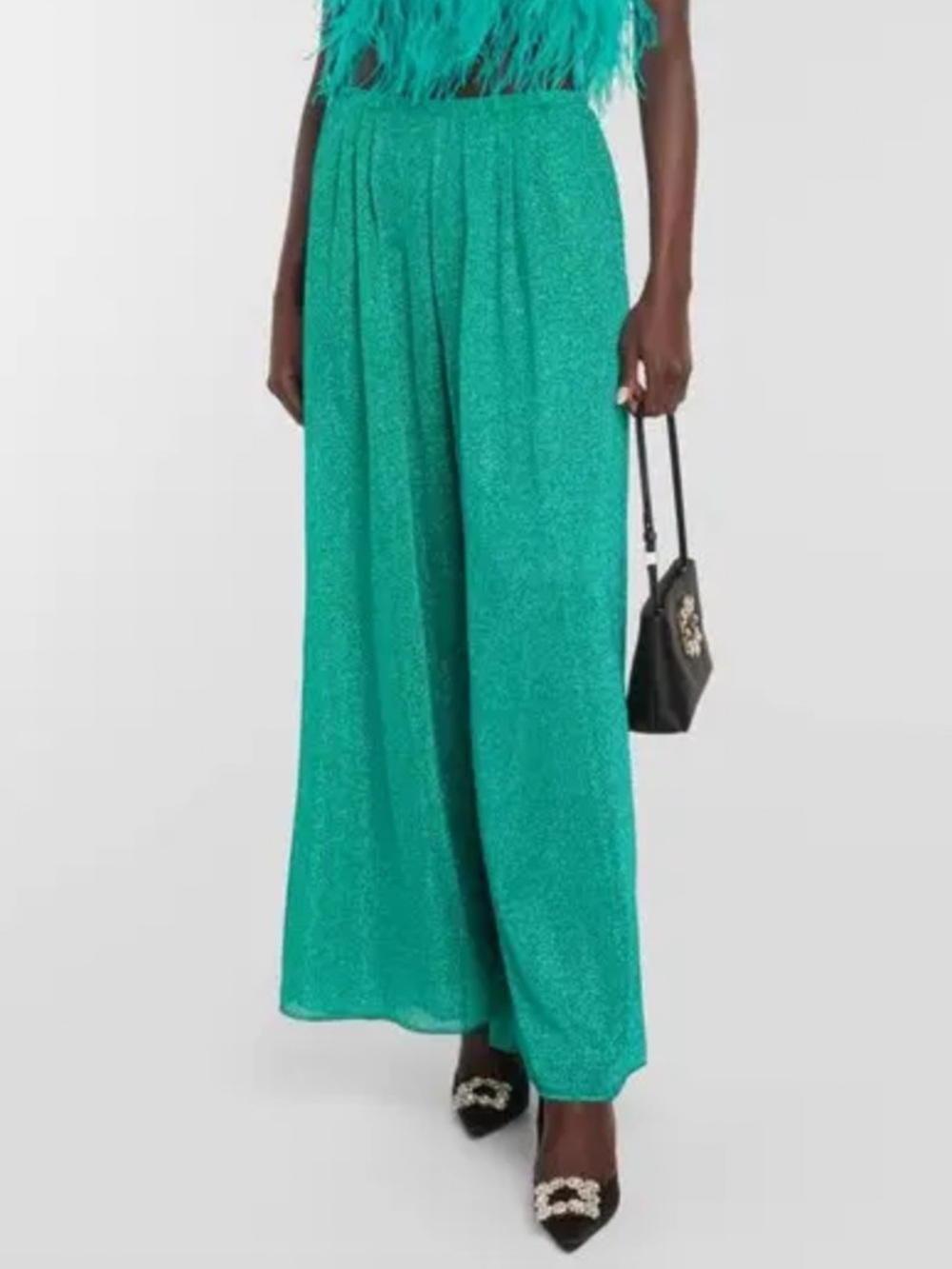 Oseree Teal Green Wide Leg Pants